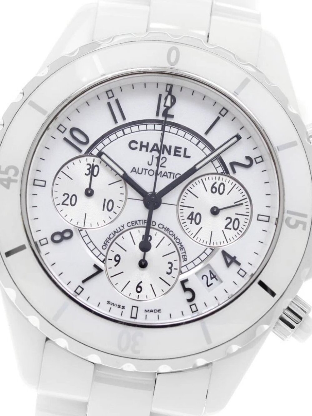 CHANEL J12 white ceramic H1007 Date Chronograph Automatic Men's Watch_958622